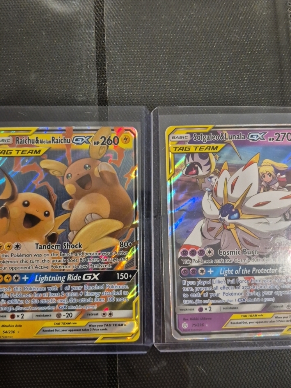 Pokemon TAG TEAM Raichu & Alolan Raichu GX Holo Trading Card NM